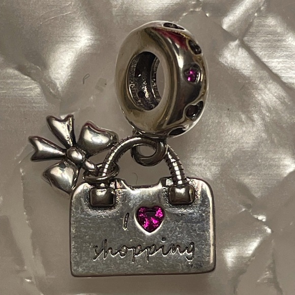 Charm for Pandora Bracelet Purse I Love Shopping Sterling Silver - Picture 4 of 10